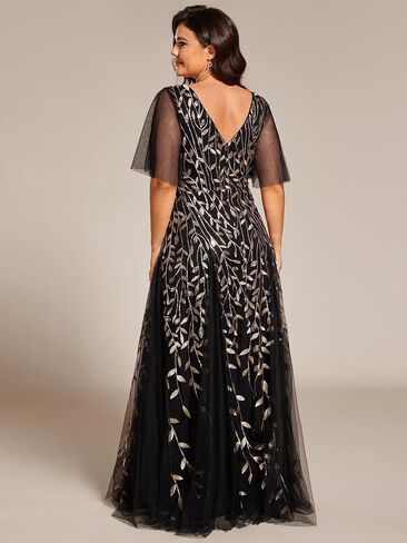 Ever-Pretty Womens Plus Size V Neck Embroidered Sparkle Long Semi Formal Dresses Blue US20 in Kuwait