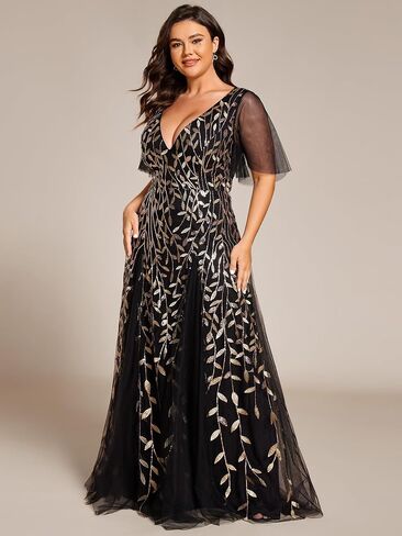 Ever-Pretty Womens Plus Size V Neck Embroidered Sparkle Long Semi Formal Dresses Blue US20 in Kuwait