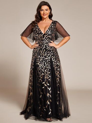 Ever-Pretty Womens Plus Size V Neck Embroidered Sparkle Long Semi Formal Dresses Blue US20 in Kuwait