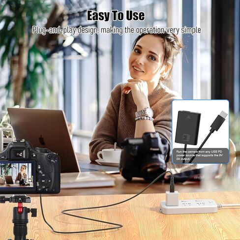 F1TP USB PD to NP-FW50 ZV-E10 Dummy Battery Continuous Power Adapter for Sony ZV-E10, A3000, A5000, A5100, A6000, A6100, A6300, A6400, A6500, A7, A7II, A7S, A7SII, RX10 II IV Cameras in Saudi Arabia
