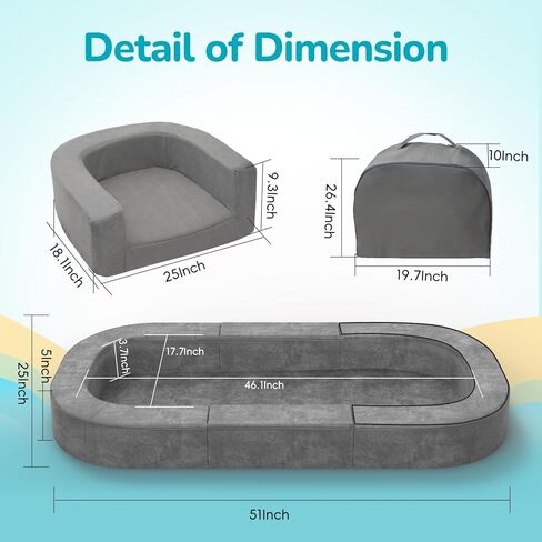 سرير سفر رضيع 2-في 1 في 1 وأريكة للأطفال من 1-6 سنوات ، سرير طفل قابل للطي مع حقيبة حمل ، للاستخدام الداخلي أو الخارجي ، الحجم L. in Kuwait