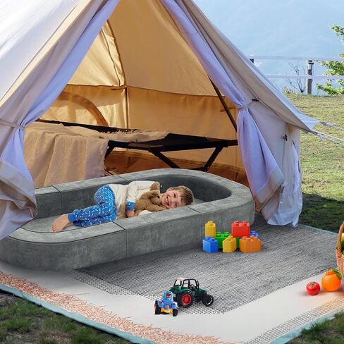 سرير سفر رضيع 2-في 1 في 1 وأريكة للأطفال من 1-6 سنوات ، سرير طفل قابل للطي مع حقيبة حمل ، للاستخدام الداخلي أو الخارجي ، الحجم L. in Kuwait