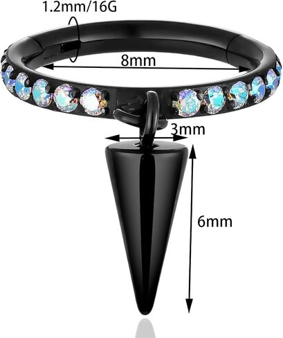 16G Titanium Cartilage Earring Hoop for Conch Helix Tragus 8mm 10mm 12mm Hypoallergenic Hinged Clicker Nose Rings Septum Piercing Jewelry for Women Men in Saudi Arabia