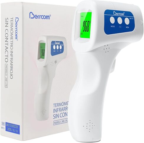 BERRCOM NONTACTION الجبهة الجبهة الرقمية لا تلمي من اللمسات تحت الحارة ، 3 في 1 للبالغين والحمى الأطفال ، مسدس درجة حرارة مقياس الحرارة للطفل (شملت بطاريات 2x AAA) in Kuwait