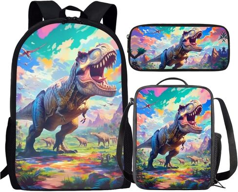 HUGS IDEA 3 Pcs School Bag Set with Thermal Insulated Lunch Tote Purse Pencil Case in Kuwait