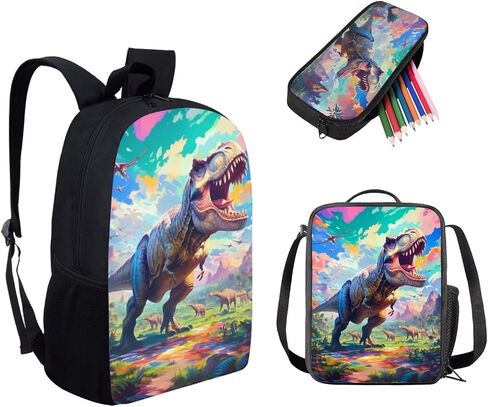 HUGS IDEA 3 Pcs School Bag Set with Thermal Insulated Lunch Tote Purse Pencil Case in Kuwait