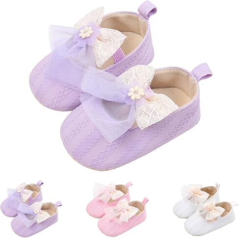 Baby Infant Canvas Sandals Bow Lace Strap Closed Toe Ankle Shoes Wedding Formal Newborn Princess Shoes Flat Non Slip in Saudi Arabia