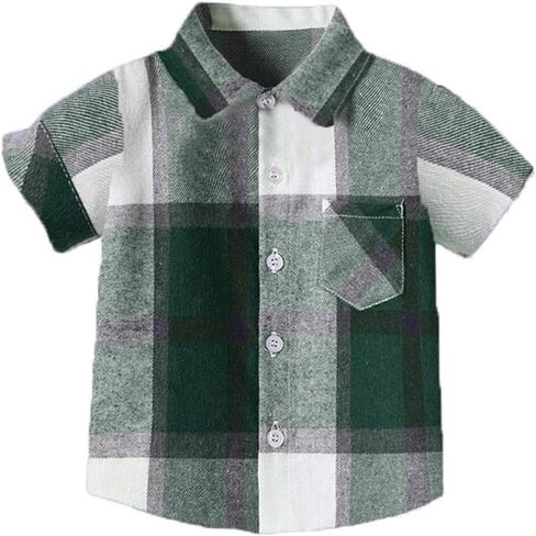 Toddler Baby Boys Classic Plaid Flannel shirt Short sleeve button down shirts Top Summer Casual Outwear Clothes in Saudi Arabia