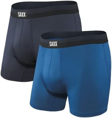 SAXX Underwear Men's Boxer Briefs – SPORT MESH Men’s Underwear – Boxer Briefs with Built-In BallPark Pouch Support – Workout Boxer Briefs, Pack of 2,Black/Graphite, XX-Large in Kuwait