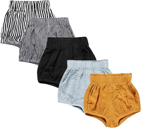 5 حزمة بيضان من الكتان القطن مزيج Blower Shorts لطيف شريط النقطة مثلث شورتات أزهار فضفاضة شورت الحريم لصبي فتاة in Kuwait