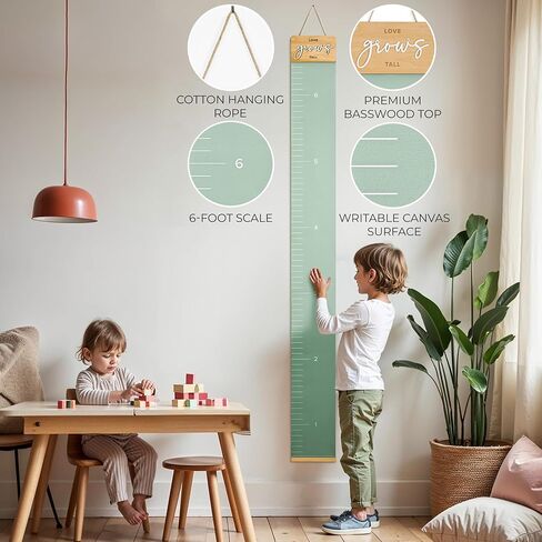 Beautiful Growth Chart for Wall - Cute Height Chart to Easily Track Your Kids' Growth and Milestones - Essential Baby and Toddler Playroom Decor That is Great for Gifting and Creates Lasting Memories in Kuwait