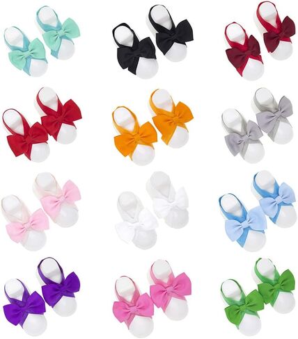 12 Pairs Baby Girls Barefoot Sandals, Toddler Soft Sandals Set, Photograph Props, Multiple Colors, 0-3 Years, BABY SANDALS in Saudi Arabia
