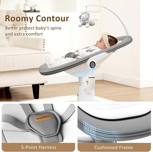 Angelbliss Baby Swing with Custom Motion, 3D-Motion Electric Swing with 6 Unique Motions & 4-Speeds, Bluetooth Enabled, 13 Preset Lullabies (Black) in Kuwait
