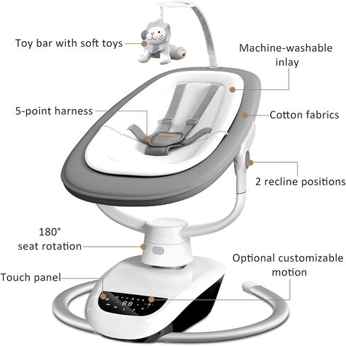 Angelbliss Baby Swing with Custom Motion, 3D-Motion Electric Swing with 6 Unique Motions & 4-Speeds, Bluetooth Enabled, 13 Preset Lullabies (Black) in Kuwait