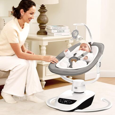 Angelbliss Baby Swing with Custom Motion, 3D-Motion Electric Swing with 6 Unique Motions & 4-Speeds, Bluetooth Enabled, 13 Preset Lullabies (Black) in Kuwait
