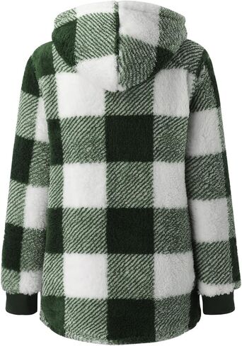 أكواخ للنساء 2024 Fall Flannel zip up غلاف منقوش غامض بالإضافة إلى حجم هوديسي طويل الشتاء مع جيب in Kuwait