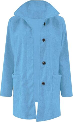 معطف Mmoneyake Trench Coat Women Fall Winter Wool Coats Notch Lapel Double Breadcoat Peacoat Warm Overcoat Wool Blazer for Women in Kuwait