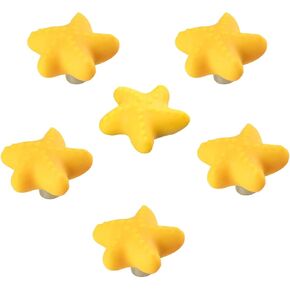 6 Pack Cartoon Shape Colorful Sea Star Soft Rubber Knobs for Kids Girls Boys Cabinet Handle pulls Drawer Knobs for Kids Room Cabinets Closets Toy Organizer Box Bookcase (White)