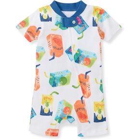 Burt's Bees Baby Unisex Baby Short Sleeve Pajamas, One-Piece Sleeper Romper PJs, Snug Fit for Infants 3 to 24 Months, Juice Box