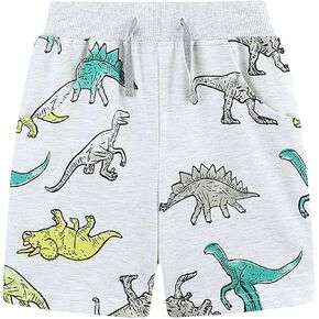 Boy's Cute Print Beach Shorts Casual Comfy Cotton Kids Elastic Waist Summer Graphic Shorts with Pockets for Girls 2-8 Years