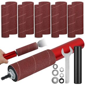 Drum Sander Set, Hand-Held Sanding Drum with 120 Grit Sandpaper, Rubber Sanding Drum, Spindle Sanding Drum, Drum Sanding Sleeves Power Drill Driven Drum Sander for Wood Metal Plastic