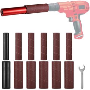 Portable Spindle Sander Drum Set with 10 Sanding Sleeves, Handheld Rubber Drum for Power Drills, for Wood & Metal