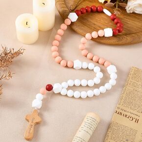 Misdary Blue Cross Baptism Silicone Rosary God Bless Kids First Rosary Boys 1st Year Baptism Party Supply for Baby Shower Christian Communion Gifts