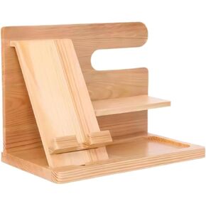 Bedside Organiser Wood Phone Docking Station Key Holder Wallet Stand Watch Organizer Valentines Gifts(01)
