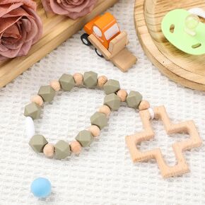 Cross Baptism Silicone Rosary Baby Shower Baptism Party Supply Christian Communion Party Decorations Catholic First Communion Gift (Rose,Light Pink)