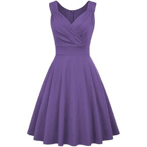 Women'S Sleeveless Wrap V-Neck A-Line Bridesmaid Cocktail Party Dress Summer Slimming Short Wrap Wedding Guest Dress