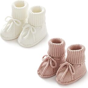 Baby Booties Nove Nove First Walking Shoes يدوي الكروشيه متماسكة للطفل الرضيع الصبي الفتاة 2 أزواج