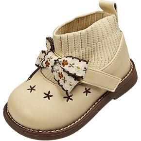 Toddler Knitting Ankle Boots Round Toe Comfortable Warm Casual Soft Cute Bowknot Anti Slip Shoes for Girls Ski Boots 21