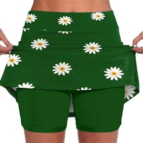 Skirts for Women Trendy Summer Long Athletic Dress for Women with Shorts Knee Length Running Shorts for Men 9 inch