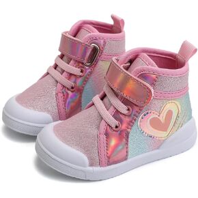 Toddler Girls Sequin Sparkly High Top Canvas Sneakers Kids Heart Print Glitter Walking Running Toddler Boy Clothes 3t