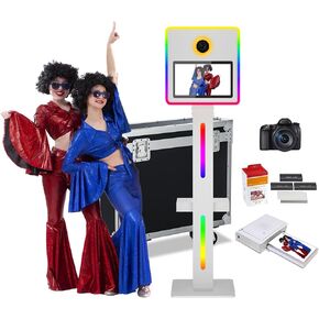 Mirror Photo Booth 15.6in Touch Screen DSLR Photo Booth with Flight Case App Control RGB Light for Wedding Rental Business Parties