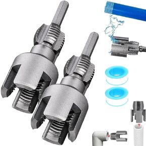 Integrated Internal & External Pipe Threading Tool, 2025 New Pipe Thread Cutting Tool, Electric Drill Compatible PVC Pipe Threader Kit, 1/2", 3/4" Pipe Threader, Rethreading Tool (1/2"+3/4")