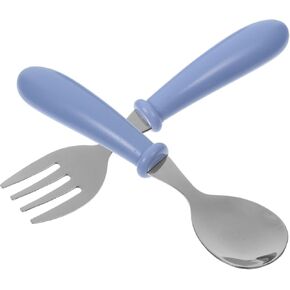 BESPORTBLE 1 Set Durable Stainless Steel Fork and Spoon for Lightweight Easy to Hold Feeding Utensils Pink for Training Self Feeding Skills