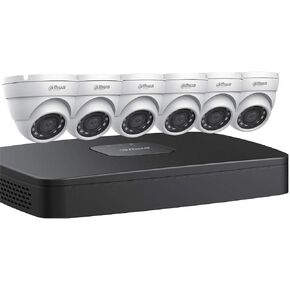 Dahua 4MP IP Kit: 8-Ch NVR + 6 x 4MP, Mini Eyeball Cameras Security Camera, White (N484E62)