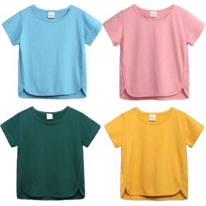Toddler Boys Girls Shirts Shorts Sleeve T-Shirts Cotton Crew Neck Tees Undershirts Casual Sweatshirt Blouse for Boy