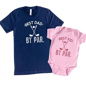 Best Dad And Kid By Par Fathers Day Gifts From Baby Boy For Golfer Dad, Matching Shirts For Father And Newborn Son Daughter, Golfing Dad Shirts, Funny Fathers Day Golf Buddy And Daddy T-Shirt