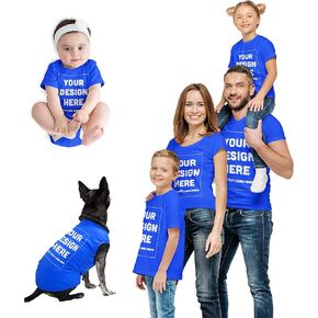 Custom Shirts Design Your Own Print Text or Image, Personalized Family Matching Shirts - Choose ONE OR All: Shirts for Men, Women, Kids, Toddlers, Baby Bodysuit, and Dog Shirt - Family Photo Shirts