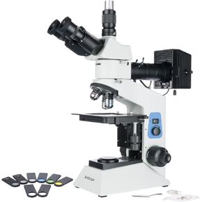 AmScope ME580T-PZ 50X-500X Trinocular Polarized-Light Metallurgical Microscope