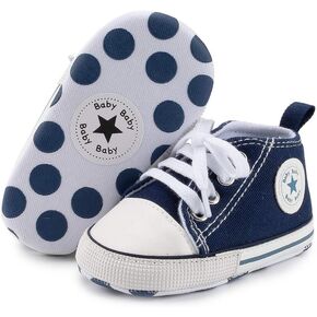 Baby Boys Girls Canvas Sneaker Soft Anti-Slip Sole Newborn Infant First Walkers Canvas Denim Shoes