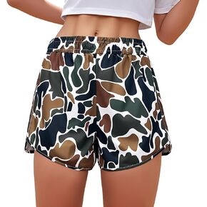 Women's Fashionable Camouflage Elastic high Waisted Casual Shorts, Suitable for Spring and Summer Vacation (S-2XL)