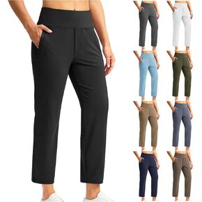 7/8 Business Casual Pants for Women with Pockets Dressy Casual Athletic High Waist Bottoms Workout Exercise Pants