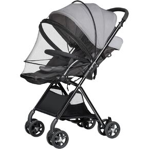 BEMECE 2-in-1 NET DANENT BABY NET مع UPF50+ SUNSHADE للعربة ، البعوض العالمي للعربة مع السوستة ثنائية الاتجاه وحقيبة التخزين ، شبكة أخطاء الأطفال القابلة للتنفس والقابلة للطي للعربة العربات