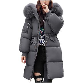Mmoneyake Winter Coats for Women Oversize Warm Parka Jackets Long Thickened Down Jacket Overcoat Outerwear with Fur Hood