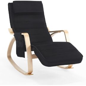 Velvet Indoor Rocking Chair with Adjustable Footrest, Upholstered Nursery Glider Chair with Solid Wood Base for Living Room, Nursery Room, Bedroom