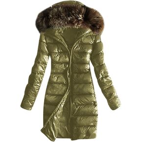Women's Winter Faux Jacket With Down Insulation Jacket and Detachable Hood Retro Windbreaker