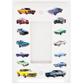 American Muscle Car Light Switch Plate Covers and Outlet Covers Classic Race Car Room Decor (Single Toggle)